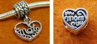 NEW 925 Sterling Silver Bead 4 European Bracelet CHARM HEART OF MOM 