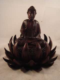 Rare Sono Wood Buddha Statue Seated on Lotus Blossom  