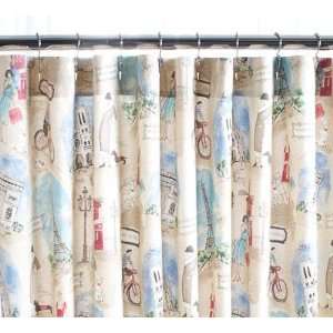    Cotton Percale Parisian Holiday Shower Curtain