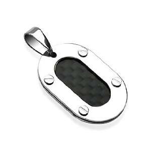    Stainless Steel Carbon Fiber Oval Pendant.: Arts, Crafts & Sewing
