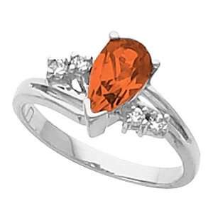  14K White Gold Mexican Fire Opal and Diamond Ring Jewelry