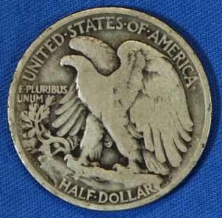 1921 D Walking Liberty Fifty Cents 50c Half Dollar Silver Coin   KEY 