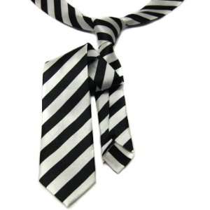    Black And White Diagonal Prison Stripe Unisex Tie 2 Toys & Games