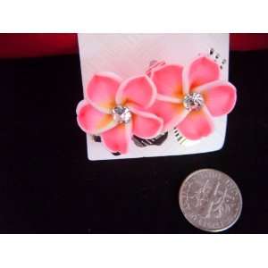  Pink Fimo Hawaiian Plumeria Flower Earrings: Everything 