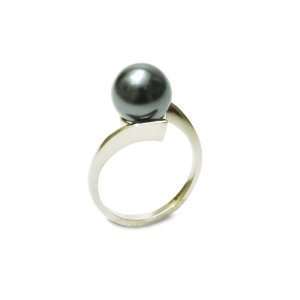    Sterling Silver 10mm Black Shell Pearl Ring, Size 9: Jewelry