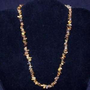  Golden Tiger Eye Tumbled Chips Necklace (36) w/Clasp 