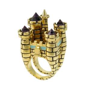 Disney Couture Icon Gold 3D Magic Castle Cocktail Ring  