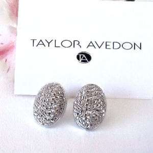 TAYLOR AVEDON Oval Earrings Genuine Marcasites Sterling  