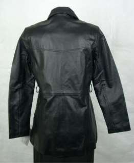 NWT! U.S.A. LEATHER Womens Ladies Black LEATHER Coat Jacket size S 