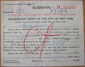 1962 Traffic/Speeding Ticket issued to Actor TOM BOSLEY  