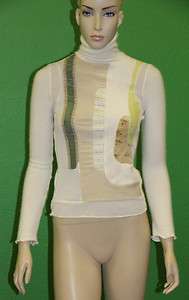 CUSTO BARCELONA Womens White Po LS Turtleneck Sweater 911121 Sz 3 $ 