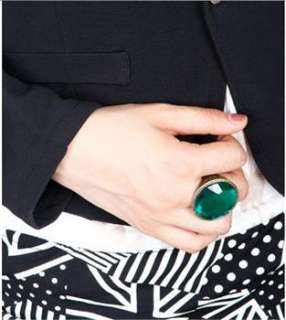 Fashion Vintage Retro Style Big Green & RhineStone Ring w155 great 