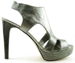 NINE WEST MIXITUP Pewter Metallic Womens Shoes Platform Sandals 