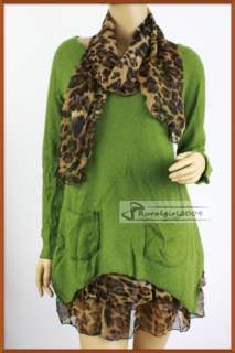   Leopard Chiffon Scarf Skirt Knit Cotton Long Dress Live Photos  