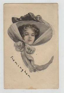 1910 Artist Signed Postcard FRAMINGHAM MA May Farini  