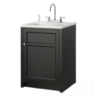 Conyer 24 in. Laundry Vanity in Black and ABS Sink in White and Faucet 