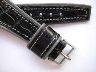 Rodania 70s croco black grey leather watch band 22 mm  