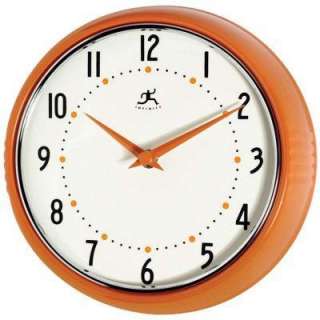   in. Orange Retro Round Metal Wall Clock 10940 ORANGE at The Home Depot