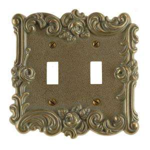 Amerelle 2 Gang Provincial Country Gold Double Toggle Wall Plate 