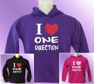 Hoodie I (heart) love ONE DIRECTION Hoody 1D music adult womans 