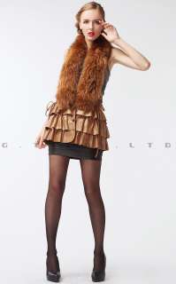 0301 Sheep Leather Vest waistcoat gilet garment with raccoon fur 