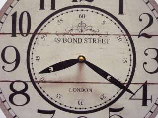 Wanduhr London Bond Street, nostalgische Küchenuhr, Uhr Holz Shabby 