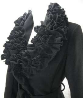 Damen Jacke / Mantel mit Rüschen Schwarz  Bekleidung