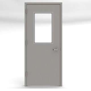  80 in. Gray Vision 1/2 Lite Right Hand Door Unit with Welded Frame