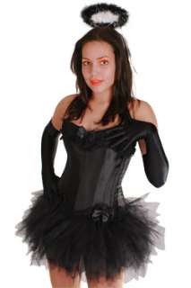 sexy schwarzer Engel Kostüm Karneval Fasching Halloween  