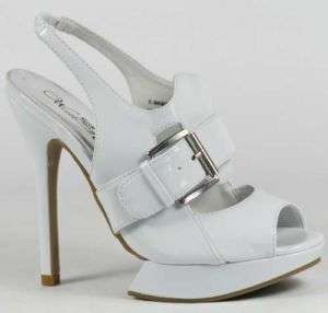White High Heel Slingback Platform Women Shoes 6.5 us  
