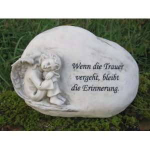 Dekostein fürs Grab mit Engel und Gedenkspruch B  Garten