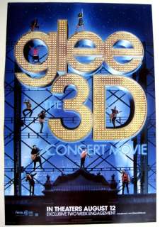   GLEE 3D Concert Movie Poster 13x20 New Gleek Lea Michele Chris Colfer