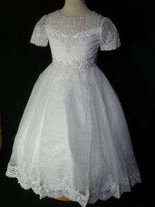   Communion Christening Bridal Pageant Formal Dress White Size 7 8 10