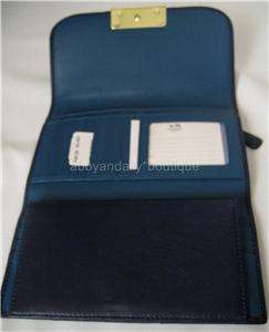 NWT COACH Kristin Leather Checkbook Wallet 45125 Marine Blue Navy 