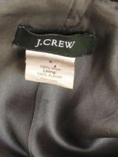 Crew black wool herringbone stripe ruffled mandarin collar blazer 