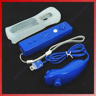 Nunchuck + Remote Wiimote Controller for Wii Blue Skin  