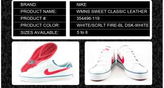 354496 119] NIKE WMNS SWEET CLASSIC LEATHER WHT 5 8  