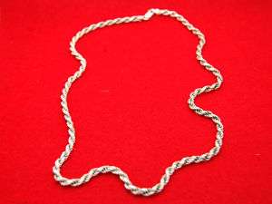 24  Rope Style Sterling Silver Necklace 43 grams  