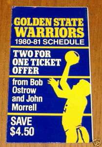 golden state warriors pocket schedule 1980 81 NBA  