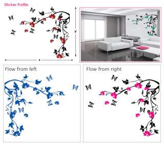 Butterfly Vine Flower Wall Stickers Floral Wall Vinyl  