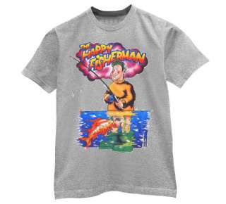 Happy Fisherman T Shirt Funny rude vulgar fishing  