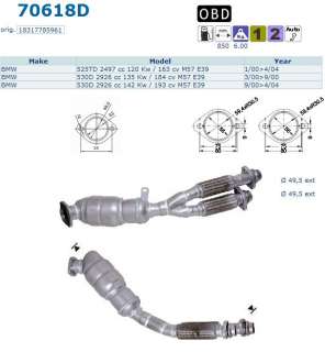 Pot Catalytique pour Bmw E39 525 TD de 01/2000 à 04/2004 163cv 