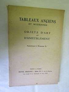 Catalogue de vente à Drouot de 1933 (Tableaux anciens et Modernes 