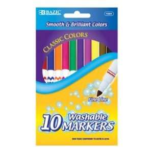  BAZIC 10 Color Fine Line Washable Markers: Office Products
