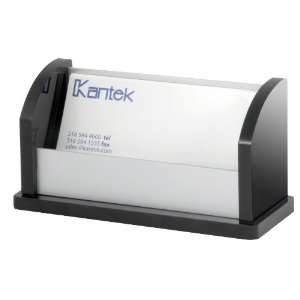  Kantek Business Card Holder, Black Acrylic and Aluminum 