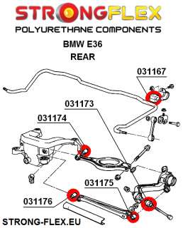 BMW E36 REAR Suspension Bush Kit Polyurethane 90ShA  