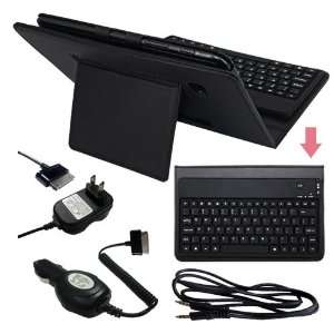  Premium Black Leather Case With Bluetooth Keyboard + 3.5MM 
