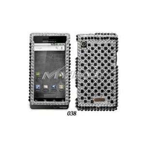 com Motorola Droid A855 Black/White Checker Diamante Protector Cover 