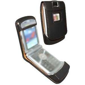   Motorola RAZR V3 Leather Case   Black Cell Phones & Accessories