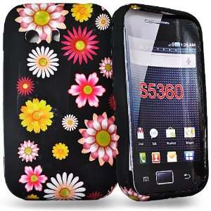  Mobile Palace  Black flower silicone case cover pouch with 